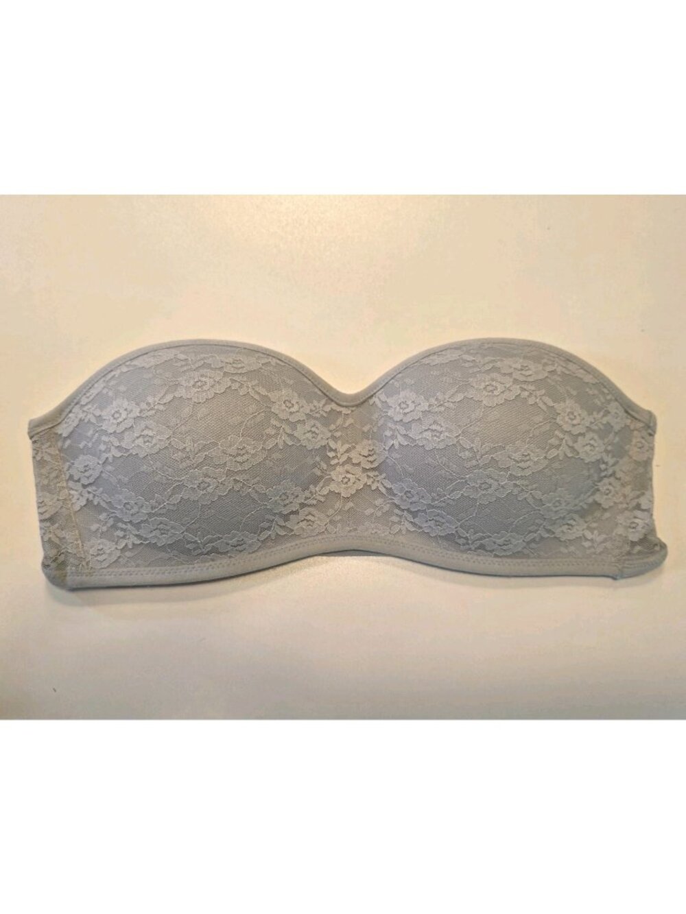 PINK VICTORIAS SECRET SIZE M Gray Lace‎ Wireless Padded Bandeau Bra